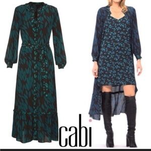 CAbi Black and Teal High Low Dress